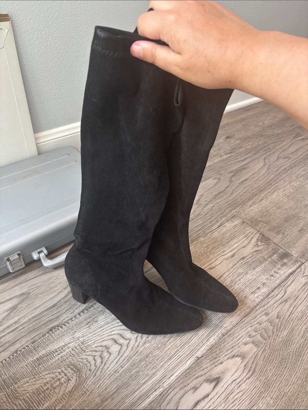 Women's Black Suede Knee-High Boots